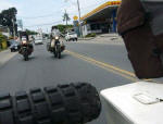 Riding down Via Espana to the ice-cream shop